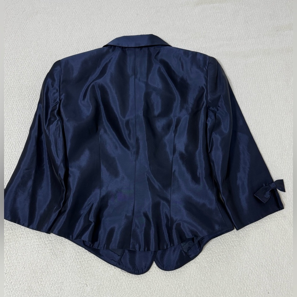 JS Collection Sz 8 Navy Blue Metallic Short Blazer - Picture 14 of 14